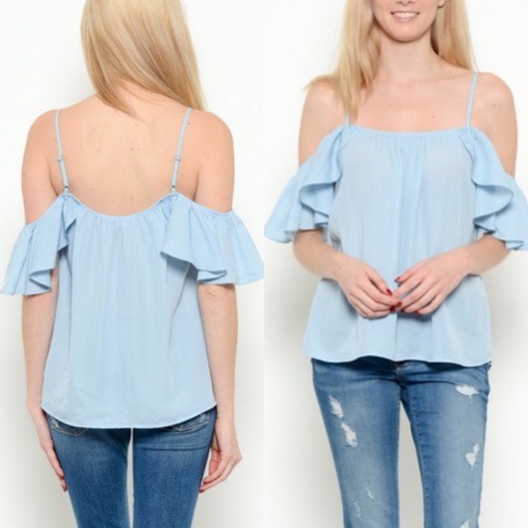 Ice Blue Ruffle Top - Picture 2 of 2